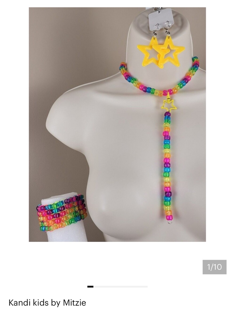 Festival rainbow glow Kandi kids glitter cuff bracelet “ bratz” color theme. - Picture 4 of 4